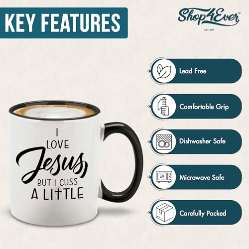 shop4ever I Love Jesus But Cuss A Little Funny | Ceramic Coffee Mug | 11 OZ