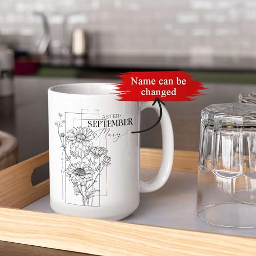 Personalized Name With Aster Design | Customised Coffee Mug | 11 OZ