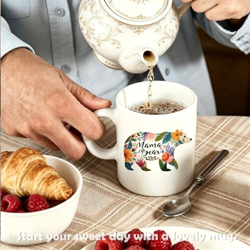 Floral Mama Bear Funny Mom Mother s Day | Ceramic Coffee Mug | 11 OZ