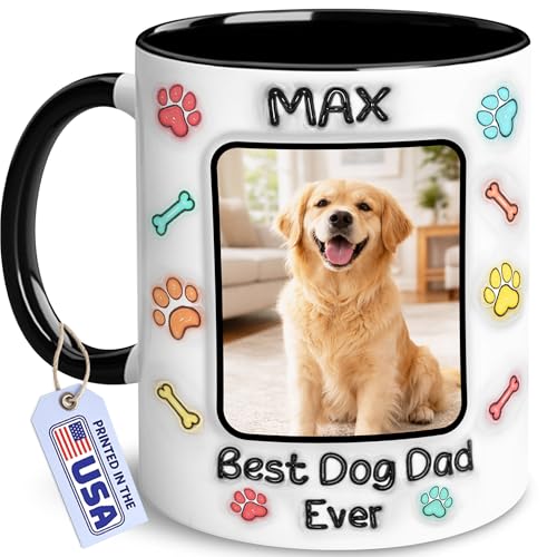 Personalized Dog Dad for fathers day mug | Ceramic Coffee Mug | Father's Day Gift | Stylish Printed Design | Tea & Coffee Cup | 11oz | Black Two-Tone Design