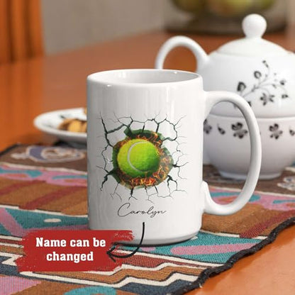 Personalized Unique Tennis Customized Name | Customised Coffee Mug | 11 OZ
