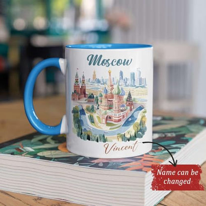 Personalized Moscow With Name Custom Russia | Customised Coffee Mug | 11 OZ