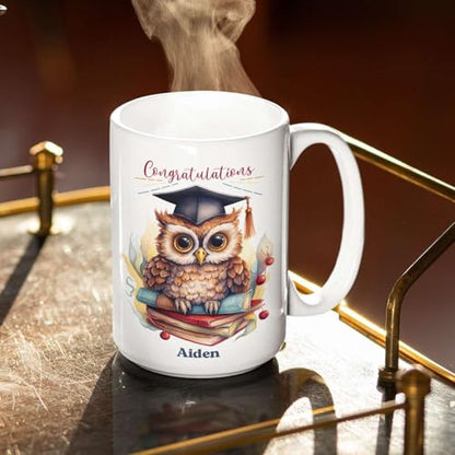 Personalized Graduation Owl Custom Name | Customised Coffee Mug | 11 OZ