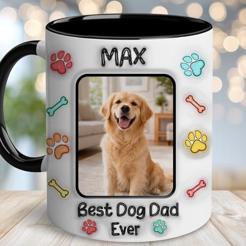 Personalized Dog Dad for fathers day mug | Ceramic Coffee Mug | Father's Day Gift | Stylish Printed Design | Tea & Coffee Cup | 11oz | Black Two-Tone Design