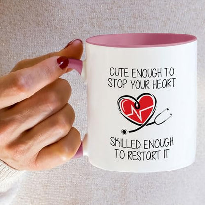 Funny Cute Enough To Stop Your Heart Funny | Ceramic Coffee Mug | 11 OZ