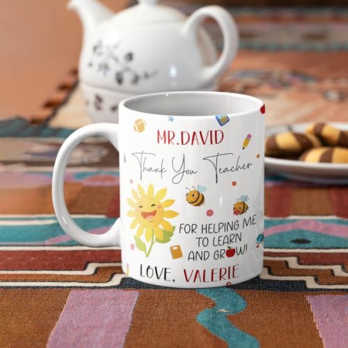 Personalized Name Teacher Thank You Gift | Customised Coffee Mug | 11 OZ