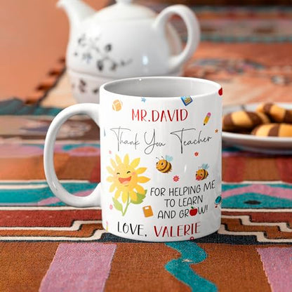 Personalized Name Teacher Thank You Gift | Customised Coffee Mug | 11 OZ