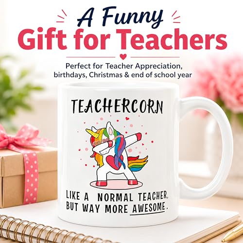 Teachercorn Unicorn Teacher Gifts Funny | Ceramic Coffee Mug | 11 OZ