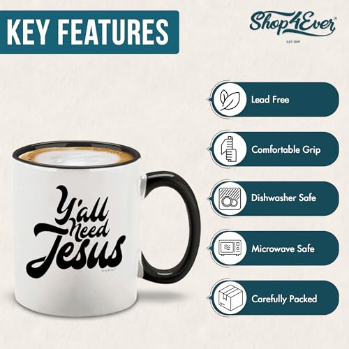shop4ever Y all Need Jesus Handle Funny | Ceramic Coffee Mug | 11 OZ