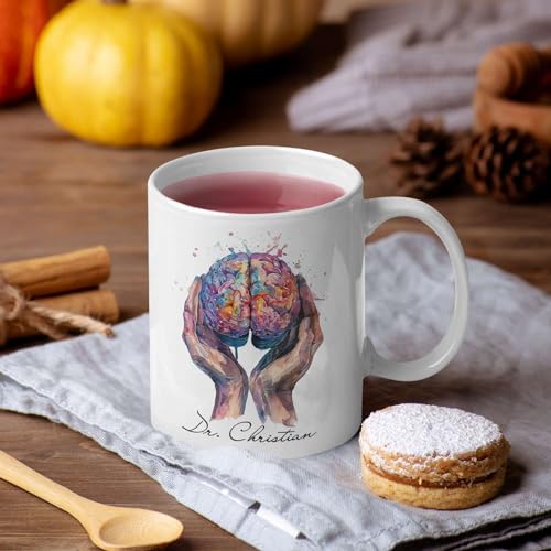 Novelty Customized Hands Holding Brain | Customised Coffee Mug | 11 OZ