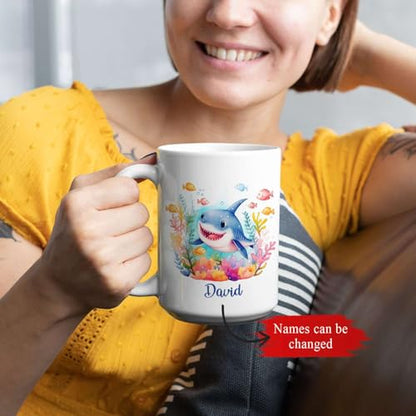 Personalized Shark Custom And Color Fishes | Customised Coffee Mug | 11 OZ