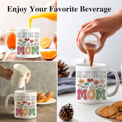 Love Them Raise Double-Sided Funny Floral Mom | Ceramic Coffee Mug | 11 OZ