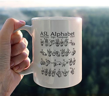 ASL Alphabet American Sign Language Chat | Ceramic Coffee Mug | 11 OZ