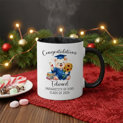 Graduation Polar Bear Accent Personalized | Customised Coffee Mug | 11 OZ