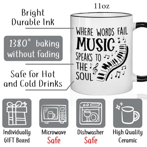 Teacher Appreciation Gift for Music Women Men | Ceramic Coffee Mug | 11 OZ