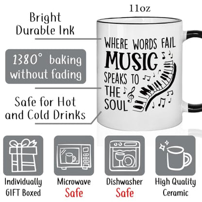 Teacher Appreciation Gift for Music Women Men | Ceramic Coffee Mug | 11 OZ