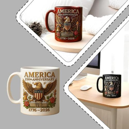 U S 250th Anniversary 1776-2026 Celebrates | Ceramic Coffee Mug | 11 OZ