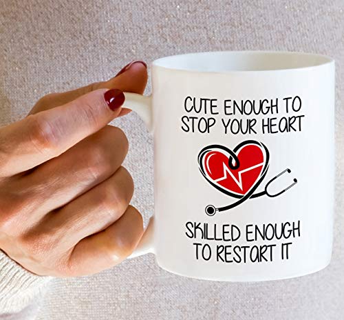 Funny Cute Enough To Stop Your Heart Skilled | Ceramic Coffee Mug | 11 OZ