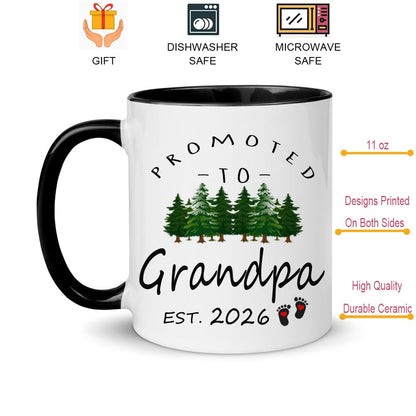 Promoted to Grandpa 2026 | Ceramic Coffee Mug | Father's Day Gift | Stylish Printed Design | Tea & Coffee Cup | 11oz | Black Two-Tone Design