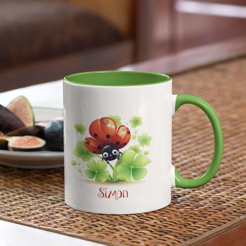 Personalized Adorable Ladybug And Four-Leaf | Customised Coffee Mug | 11 OZ