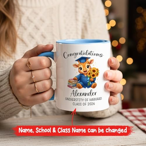 Personalized Name Giraffe Grad Accent | Customised Coffee Mug | 11 OZ