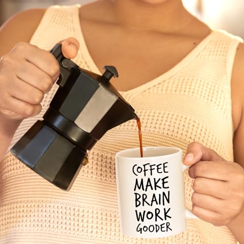 Veracco Make Brain Work Gooder Funny Lover | Ceramic Coffee Mug | 11 OZ