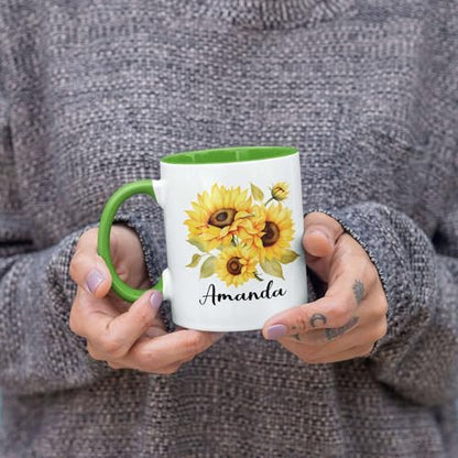 Customized Sunflower Choose Name Custom | Customised Coffee Mug | 11 OZ