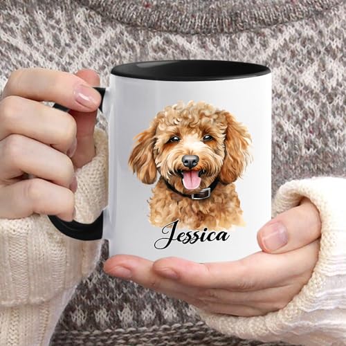 Personalized Name Brown Poodle Accent | Customised Coffee Mug | 11 OZ