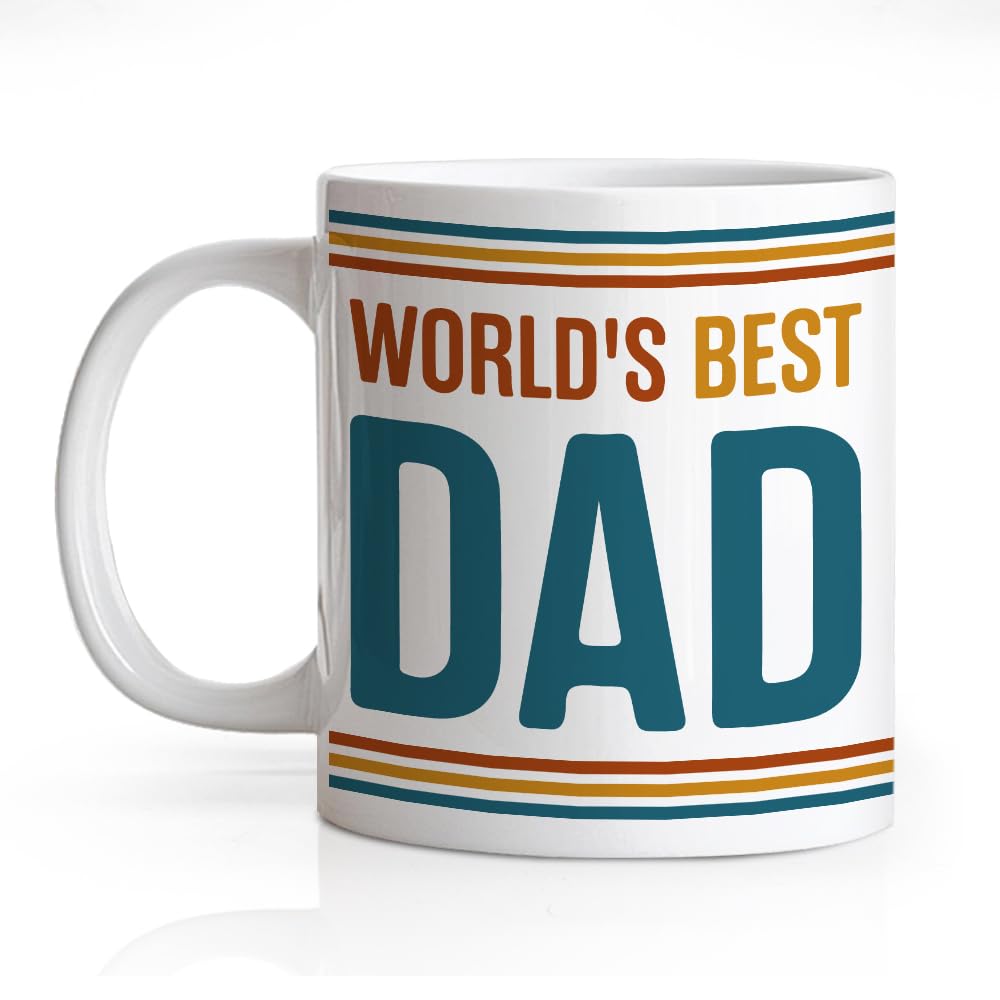 World's Best Dad Double | Ceramic Coffee Mug | Father's Day Gift | Stylish Printed Design | Tea & Coffee Cup | 11oz