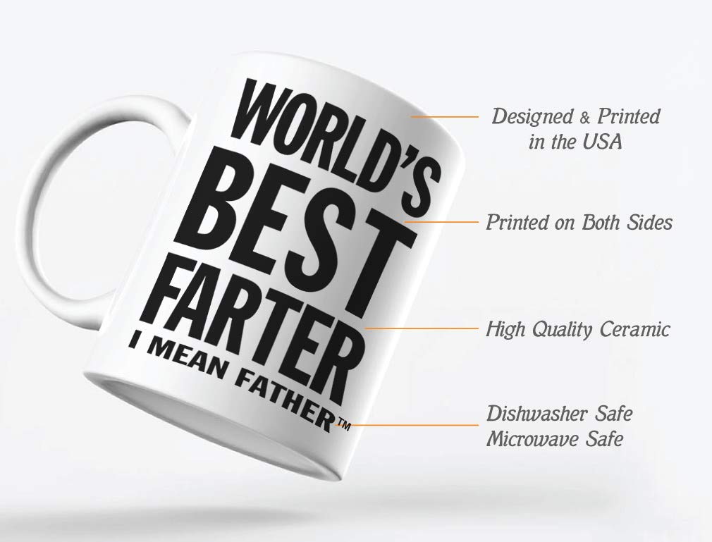 World's Best Farter I Mean Father Funny Dad Mugs from Kids Son Dads Coffee 15 Ounce White | Ceramic Coffee Mug | Father's Day Gift | Stylish Printed Design | Tea & Coffee Cup | 11oz