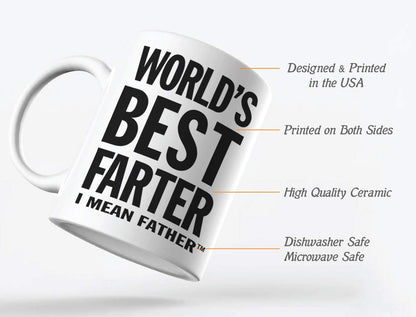 World's Best Farter I Mean Father Funny Dad Mugs from Kids Son Dads Coffee 15 Ounce White | Ceramic Coffee Mug | Father's Day Gift | Stylish Printed Design | Tea & Coffee Cup | 11oz