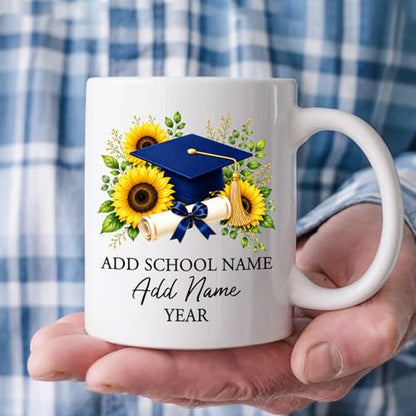 Graduation Cap Accent with Custom Name | Customised Coffee Mug | 11 OZ