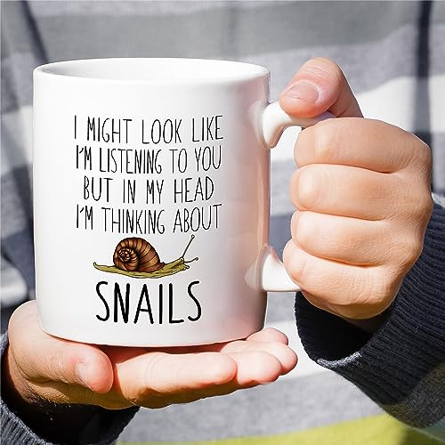 Funny Snail Gift Thinking About Snails Lover | Ceramic Coffee Mug | 11 OZ