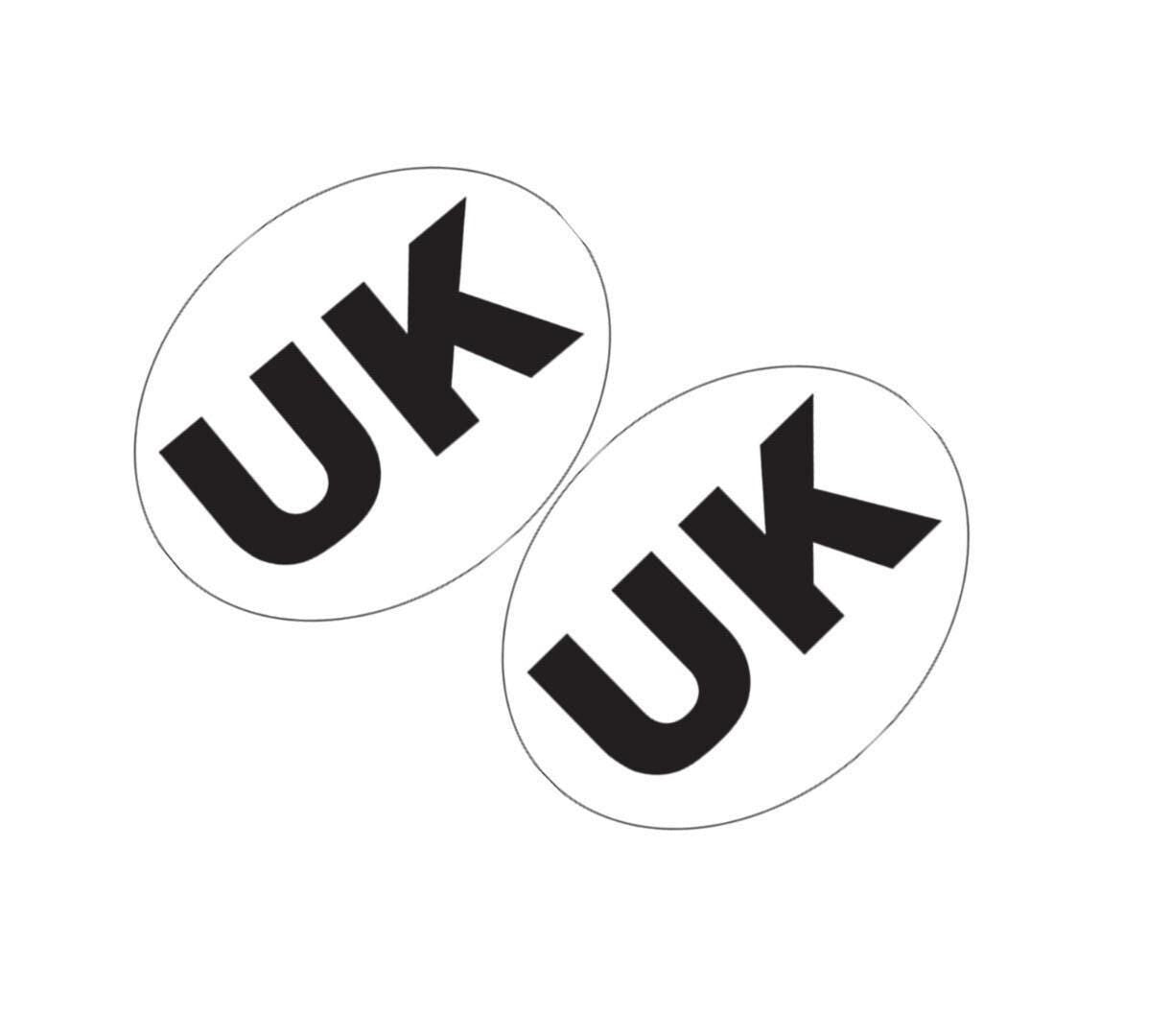 UK Oval Car Sticker: Self Adhesive Vinyl - Set of 2 (18x13cm)