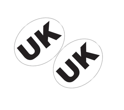UK Oval Car Sticker: Self Adhesive Vinyl - Set of 2 (18x13cm)