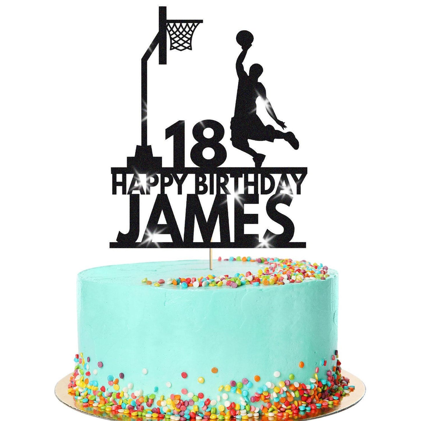 Personalised Basketball Birthday Cake Topper - Custom Sports Party Decoration