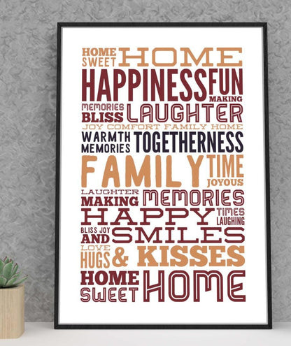 Home Sweet Home Happiness Inspirational Positive Thoughts Quote Poster Wall