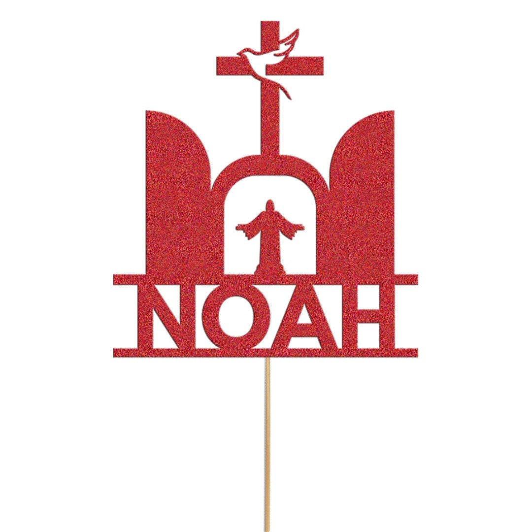 Personalised Glitter Confirmation Cake Topper: Dove & Cross Decoration