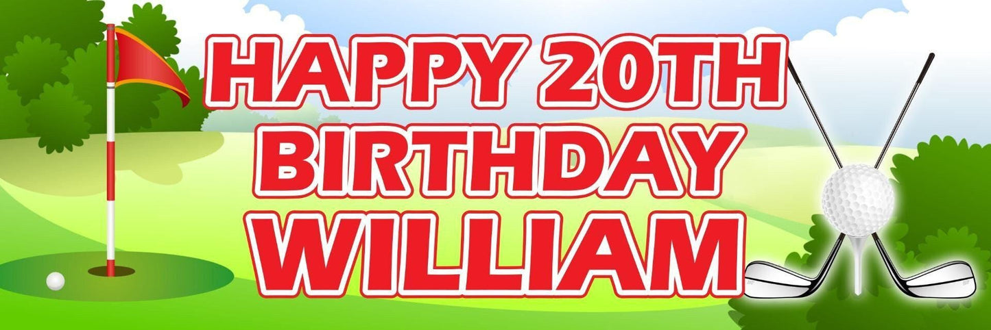Personalised Golf Birthday Banners: Golfer Party Decorations (Set of 2)