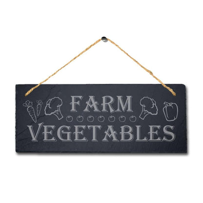 Farm Vegetables Laser Engraved Hanging Slate Farmhouse Decor Plaque Sign