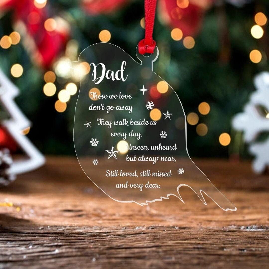 Personalised Name Memorial Christmas Bauble Xmas Robin Mum Dad Remembrance Gift