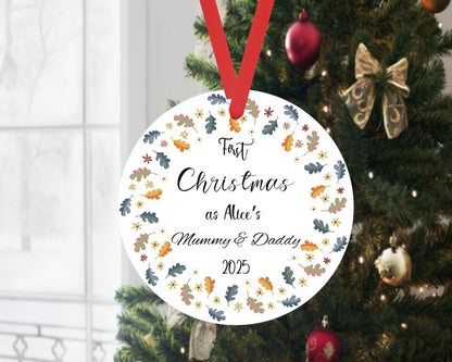 First Christmas As Baby Parents Mummy Daddy Bauble Xmas Ceramic Ornament Gift