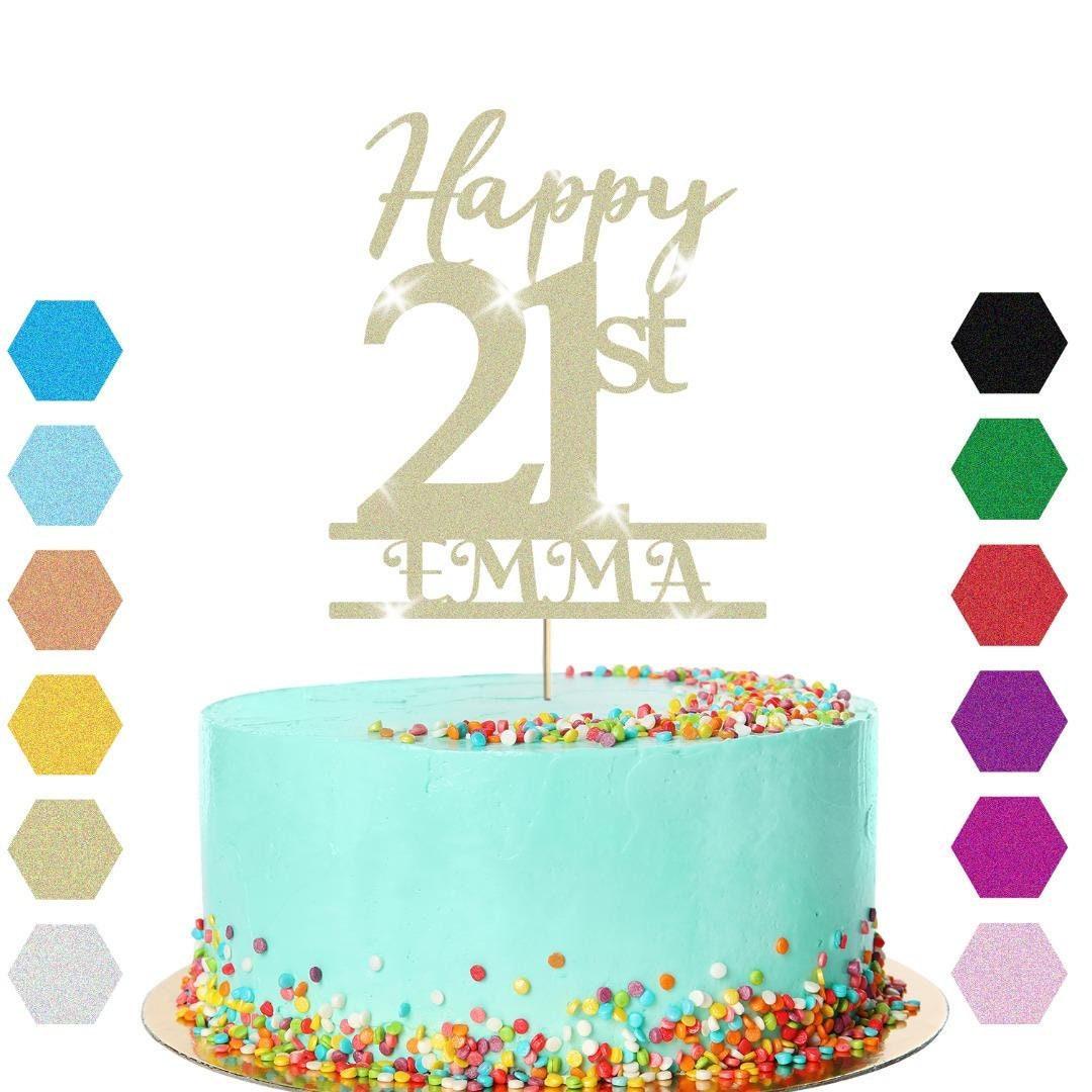 Personalised Name 21st Birthday Glitter Cake Topper Party Cake Decorations Gift
