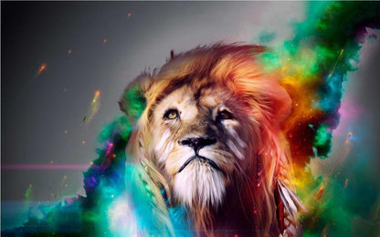 Lion 3d Window View Jungle King Wall Sticker Crack Effect Wall Poster Decal Bedroom Wall Mural