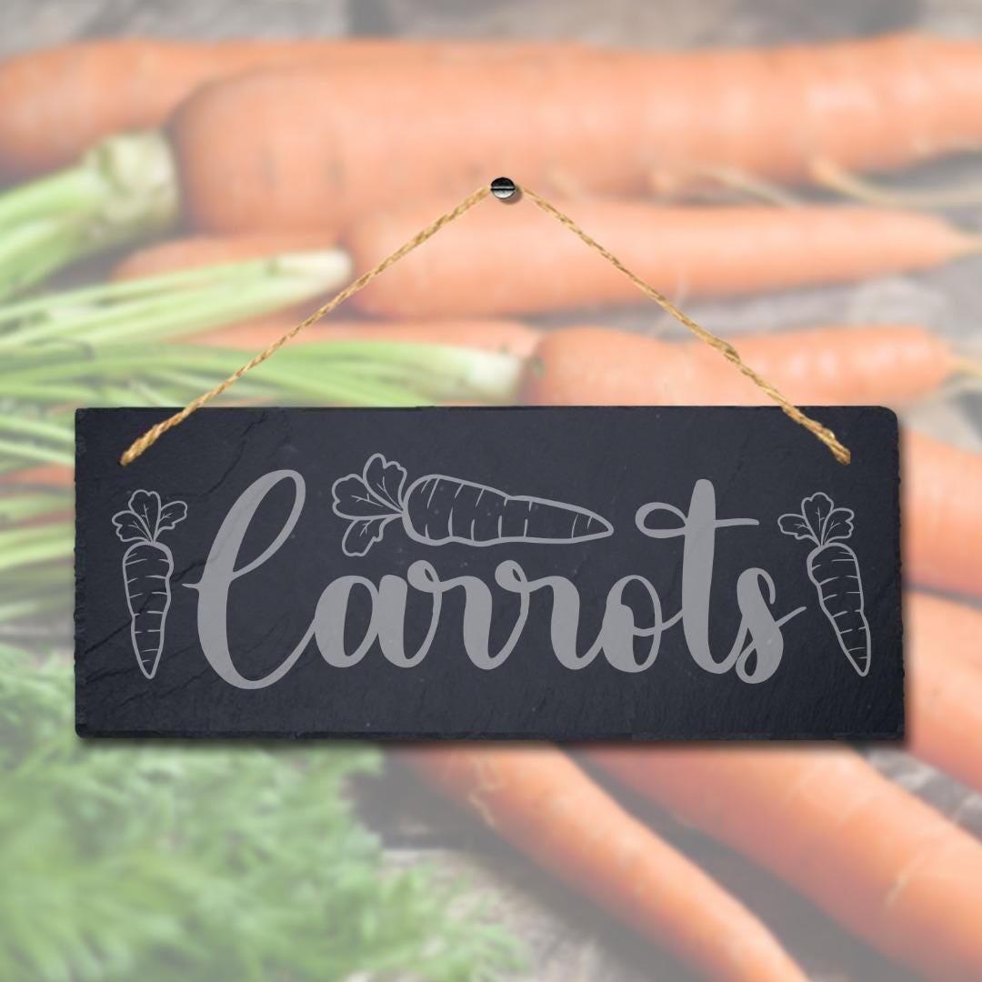 Carrots Engraved Hanging Slate Sign Vegetable Patch Garden Allotment Plaque