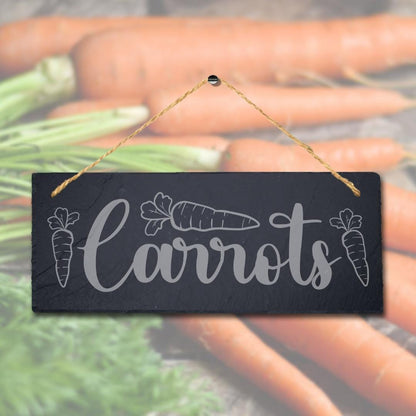 Carrots Engraved Hanging Slate Sign Vegetable Patch Garden Allotment Plaque