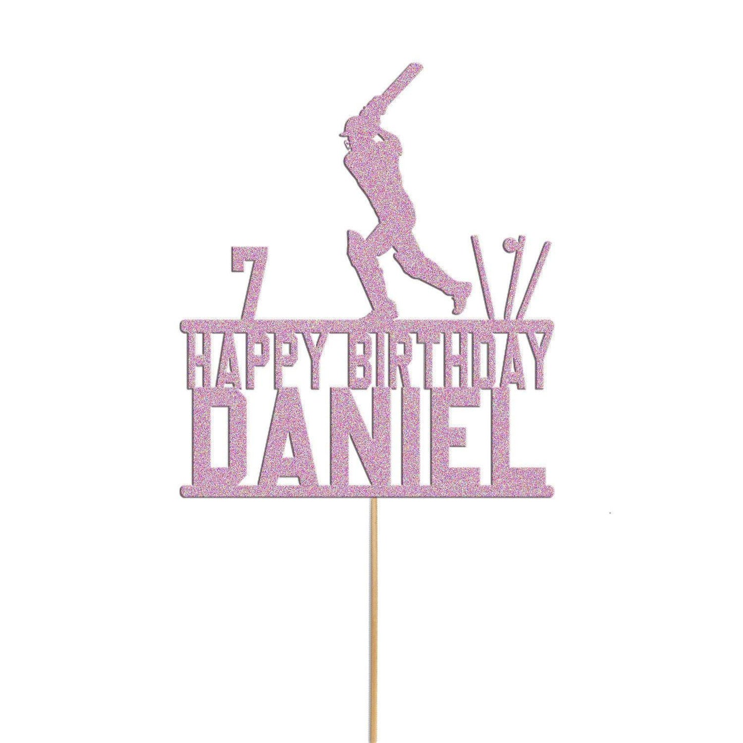 Personalised Glitter Cricket Cake Topper: Birthday Party Decor