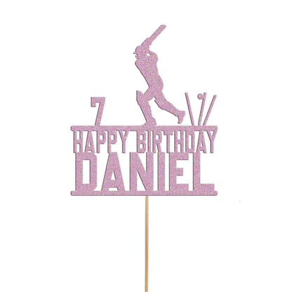 Personalised Glitter Cricket Cake Topper: Birthday Party Decor