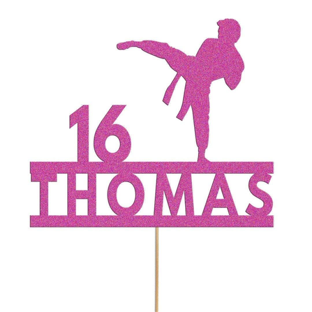 Personalised Karate Cake Topper Custom Judo Mma Fighting Cake Decoration, Any Name And Age
