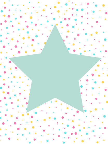 Big Star Polka Nursery Bedroom Boys Girls Wall Decor Art Poster Print